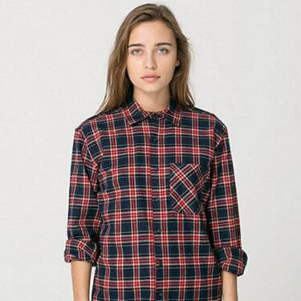 American Apparel XXS Plaid Flannel L/S Shirt